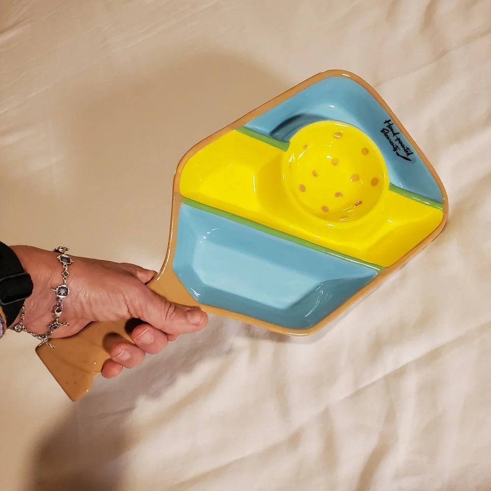 Hand-painted Elements ceramic pickleball